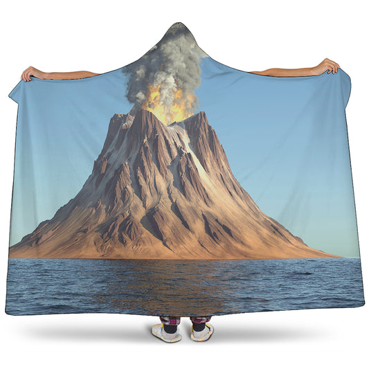 Volcanic Mountain Print Hooded Blanket