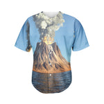 Volcanic Mountain Print Men's Baseball Jersey