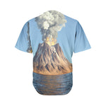 Volcanic Mountain Print Men's Baseball Jersey