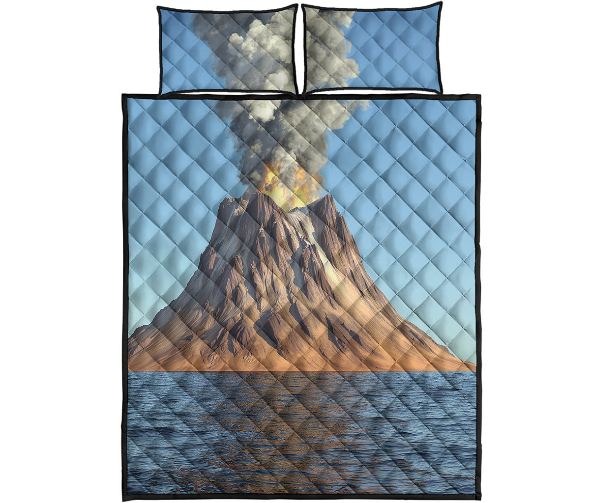 Volcanic Mountain Print Quilt Bed Set