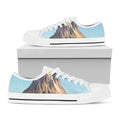 Volcanic Mountain Print White Low Top Sneakers
