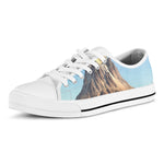 Volcanic Mountain Print White Low Top Shoes