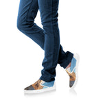 Volcanic Mountain Print White Slip On Shoes