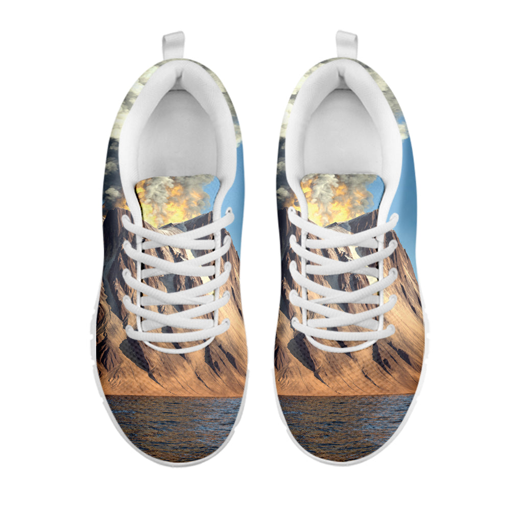 Volcanic Mountain Print White Sneakers