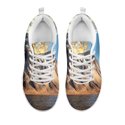 Volcanic Mountain Print White Sneakers
