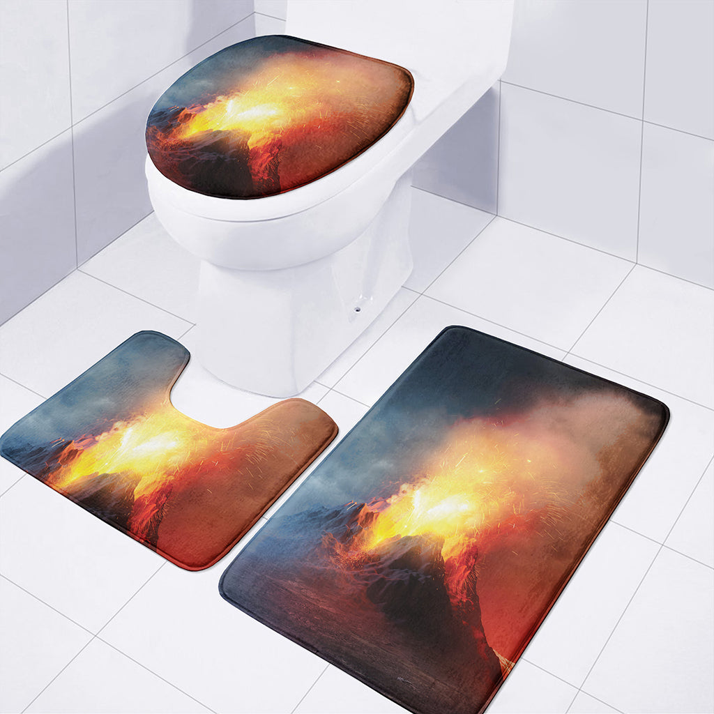 Volcano Eruption Print 3 Piece Bath Mat Set