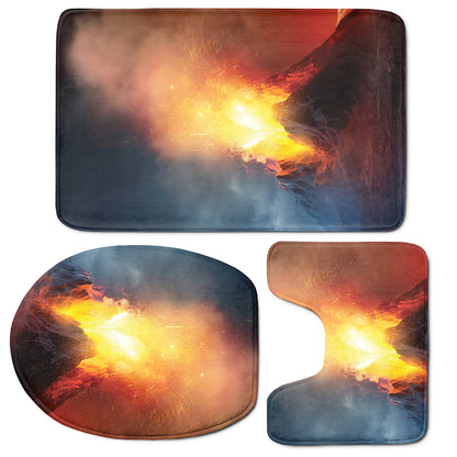 Volcano Eruption Print 3 Piece Bath Mat Set