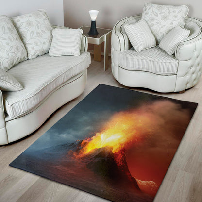 Volcano Eruption Print Area Rug