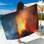 Volcano Eruption Print Beach Sarong Wrap