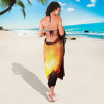 Volcano Eruption Print Beach Sarong Wrap