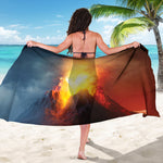 Volcano Eruption Print Beach Sarong Wrap