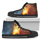 Volcano Eruption Print Black High Top Shoes