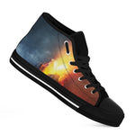 Volcano Eruption Print Black High Top Shoes