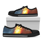 Volcano Eruption Print Black Low Top Shoes