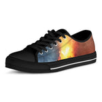 Volcano Eruption Print Black Low Top Shoes