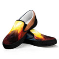 Volcano Eruption Print Black Slip On Sneakers