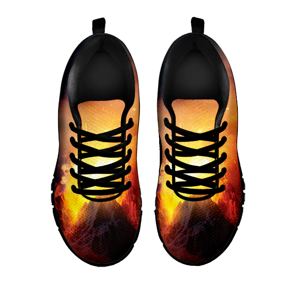 Volcano Eruption Print Black Sneakers