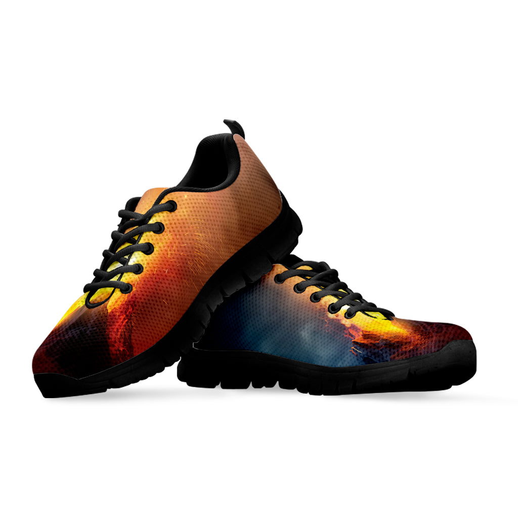 Volcano Eruption Print Black Sneakers