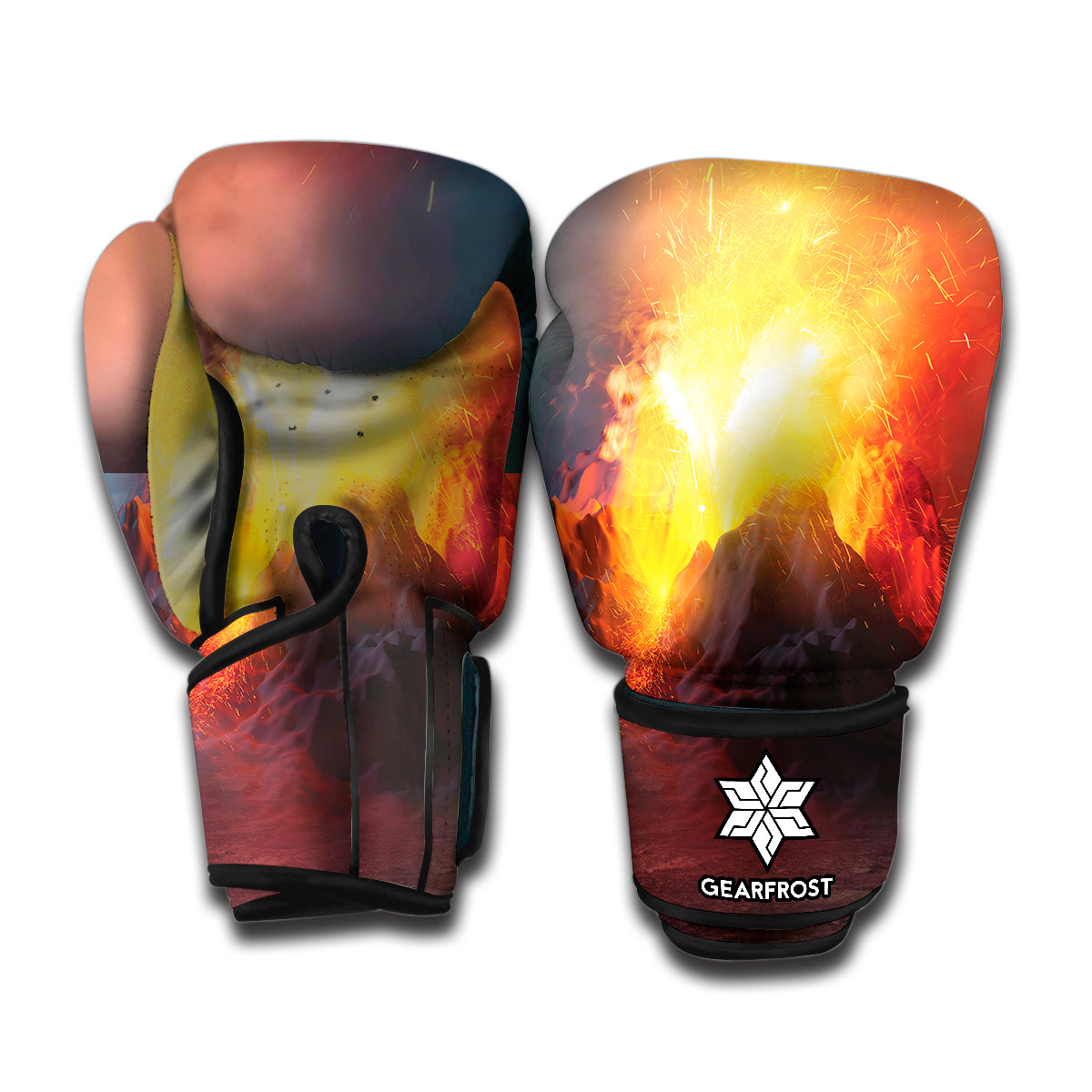 Volcano Eruption Print Boxing Gloves