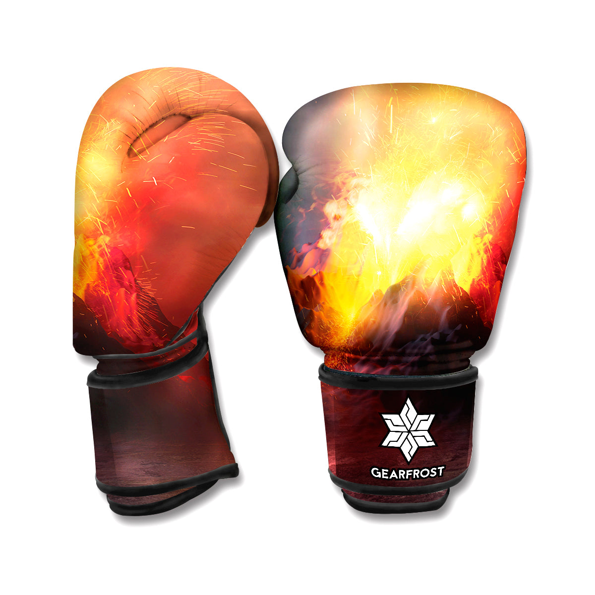 Volcano Eruption Print Boxing Gloves