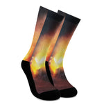 Volcano Eruption Print Crew Socks