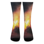 Volcano Eruption Print Crew Socks