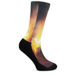 Volcano Eruption Print Crew Socks
