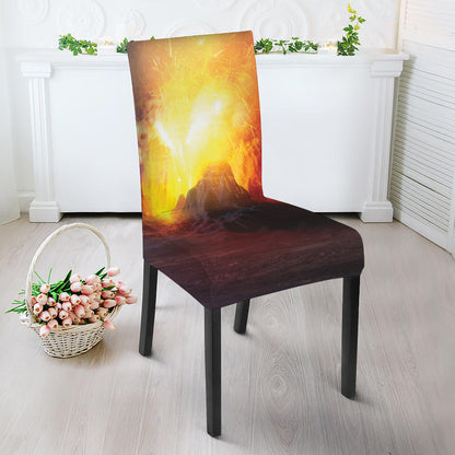 Volcano Eruption Print Dining Chair Slipcover