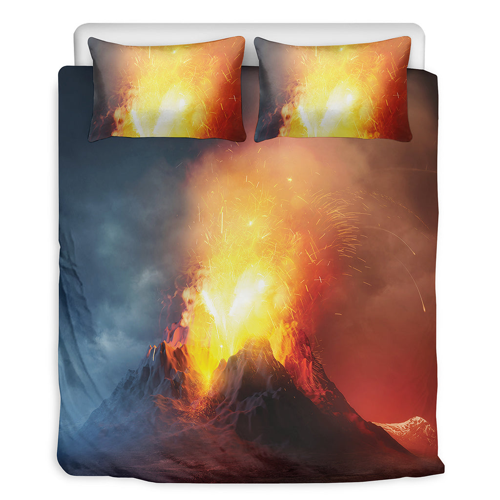 Volcano Eruption Print Duvet Cover Bedding Set