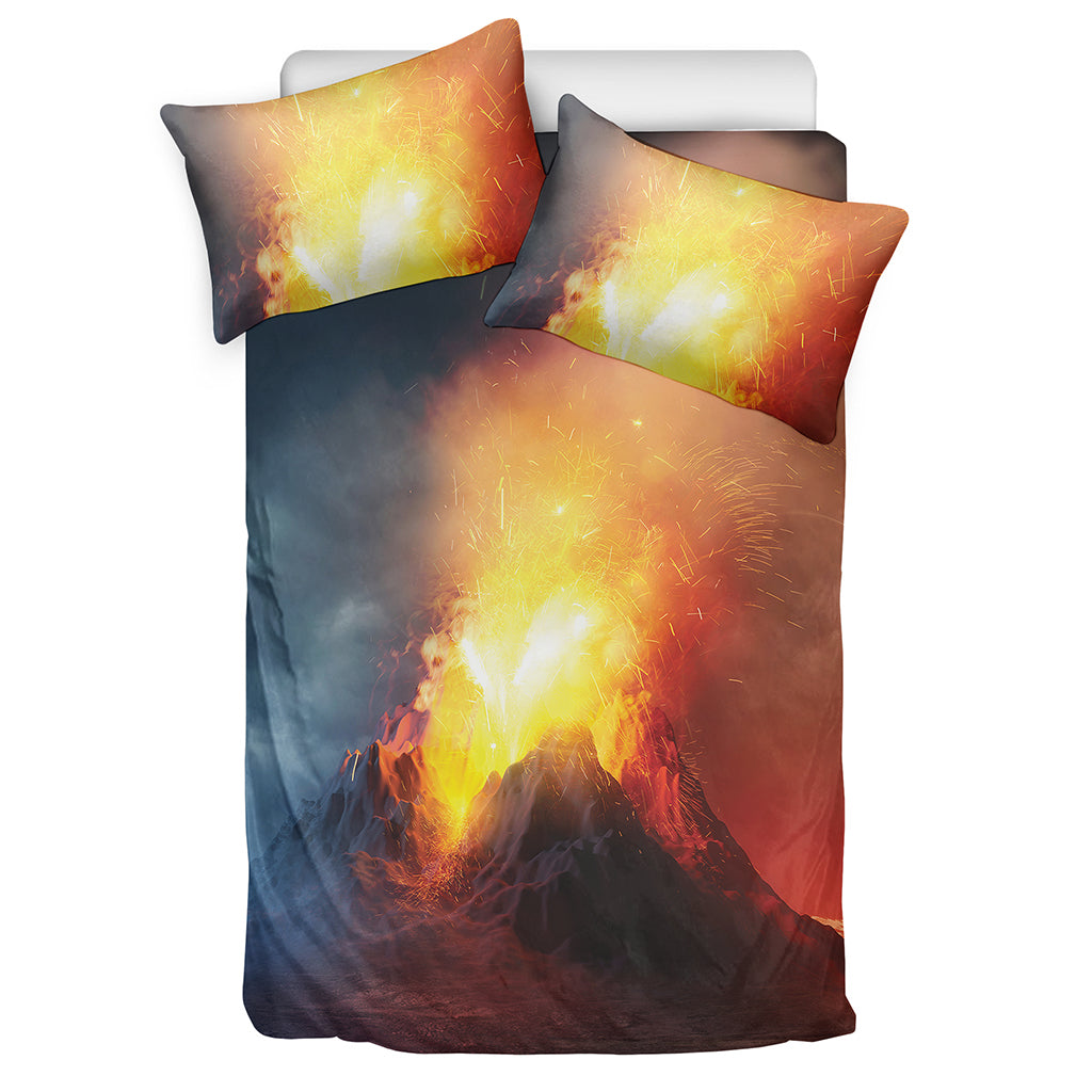 Volcano Eruption Print Duvet Cover Bedding Set