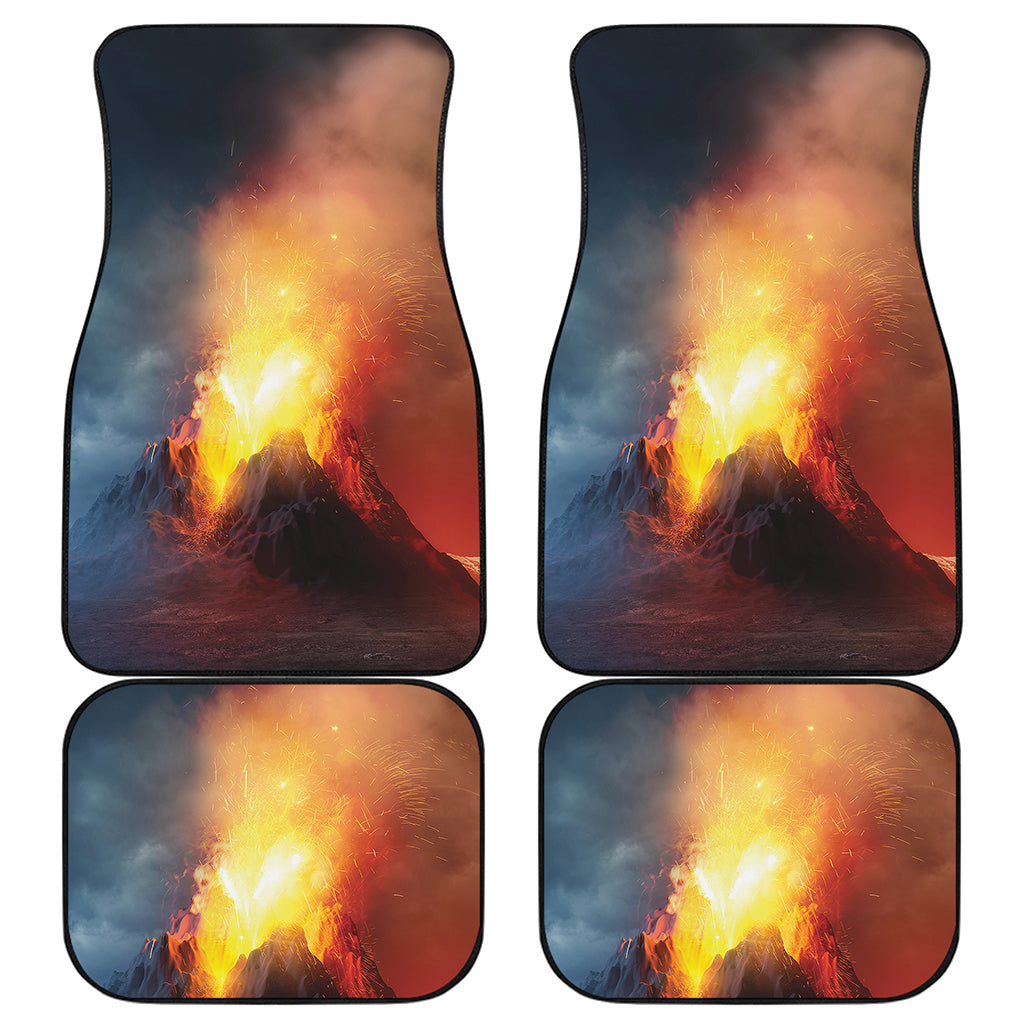 Volcano Eruption Print Front and Back Car Floor Mats