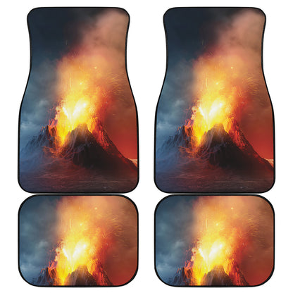 Volcano Eruption Print Front and Back Car Floor Mats