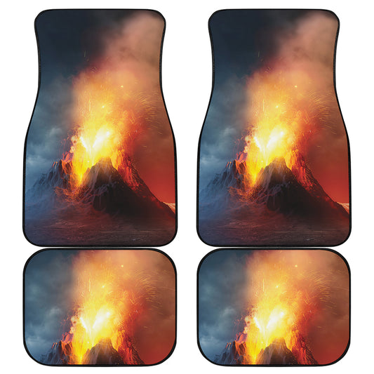 Volcano Eruption Print Front and Back Car Floor Mats