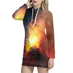 Volcano Eruption Print Hoodie Dress
