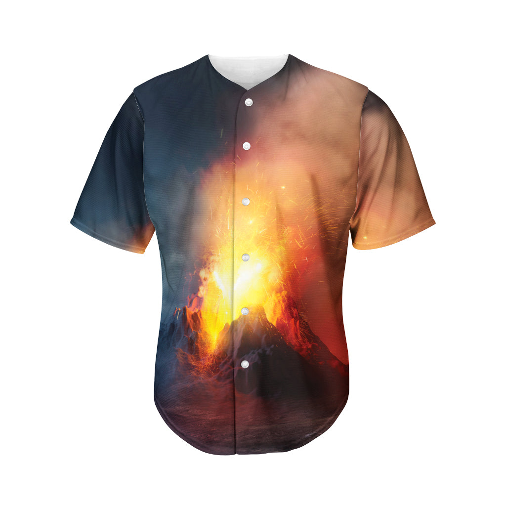 Volcano Eruption Print Men's Baseball Jersey
