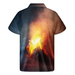 Volcano Eruption Print Men's Short Sleeve Shirt
