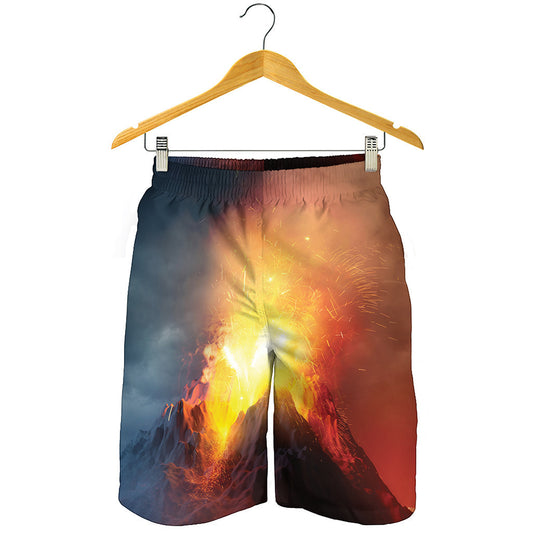 Volcano Eruption Print Men's Shorts