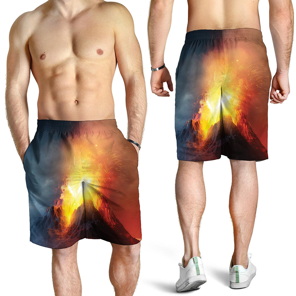 Volcano Eruption Print Men's Shorts
