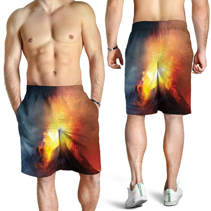 Volcano Eruption Print Men's Shorts