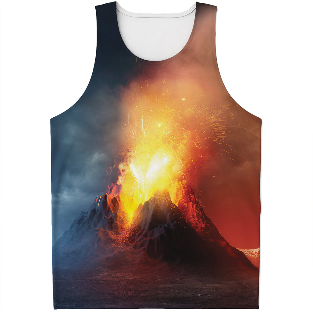 Volcano Eruption Print Men's Tank Top