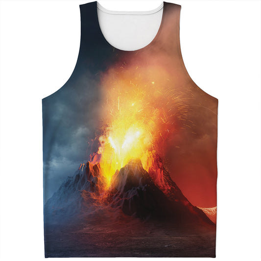 Volcano Eruption Print Men's Tank Top
