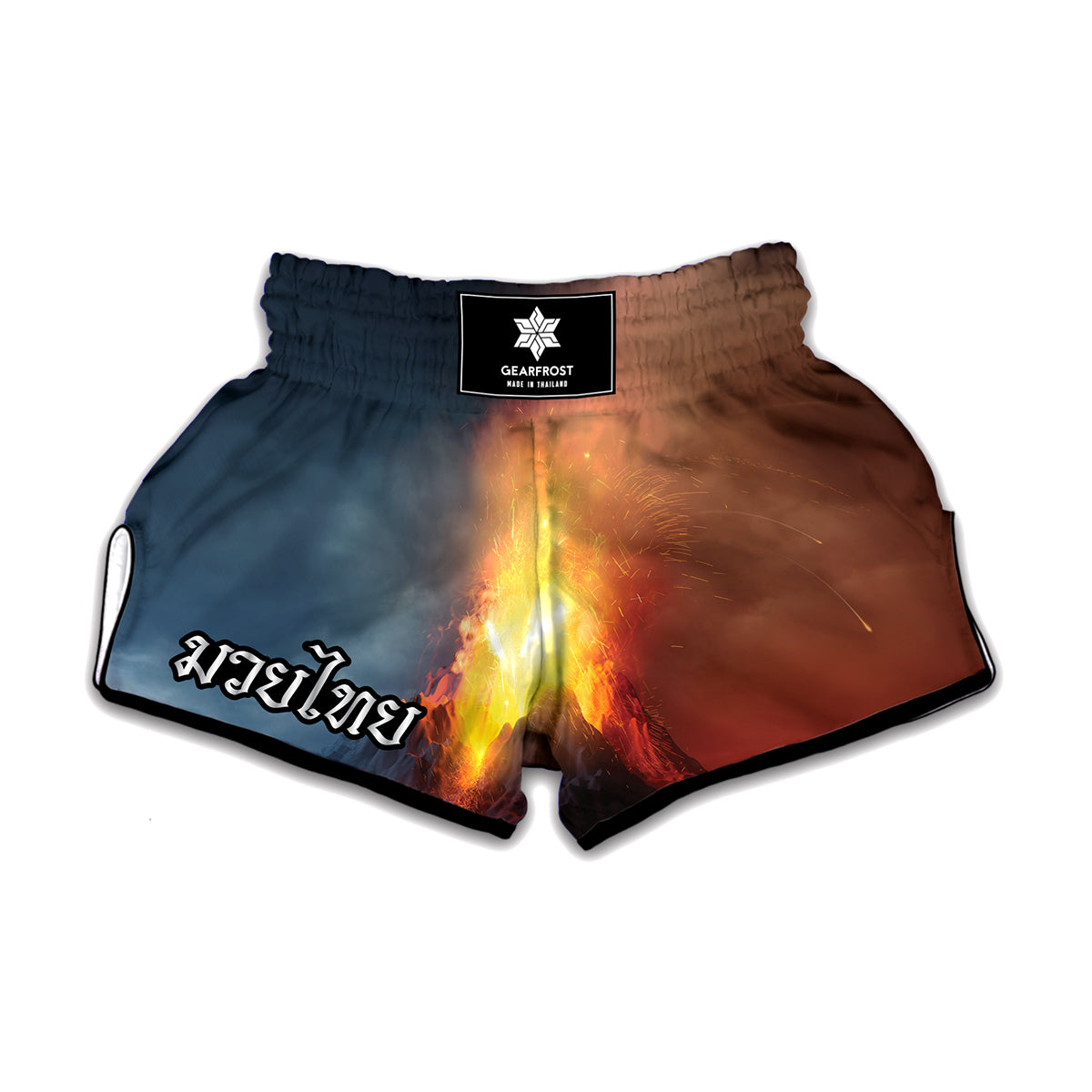Volcano Eruption Print Muay Thai Boxing Shorts
