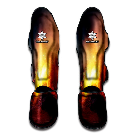Volcano Eruption Print Muay Thai Shin Guard