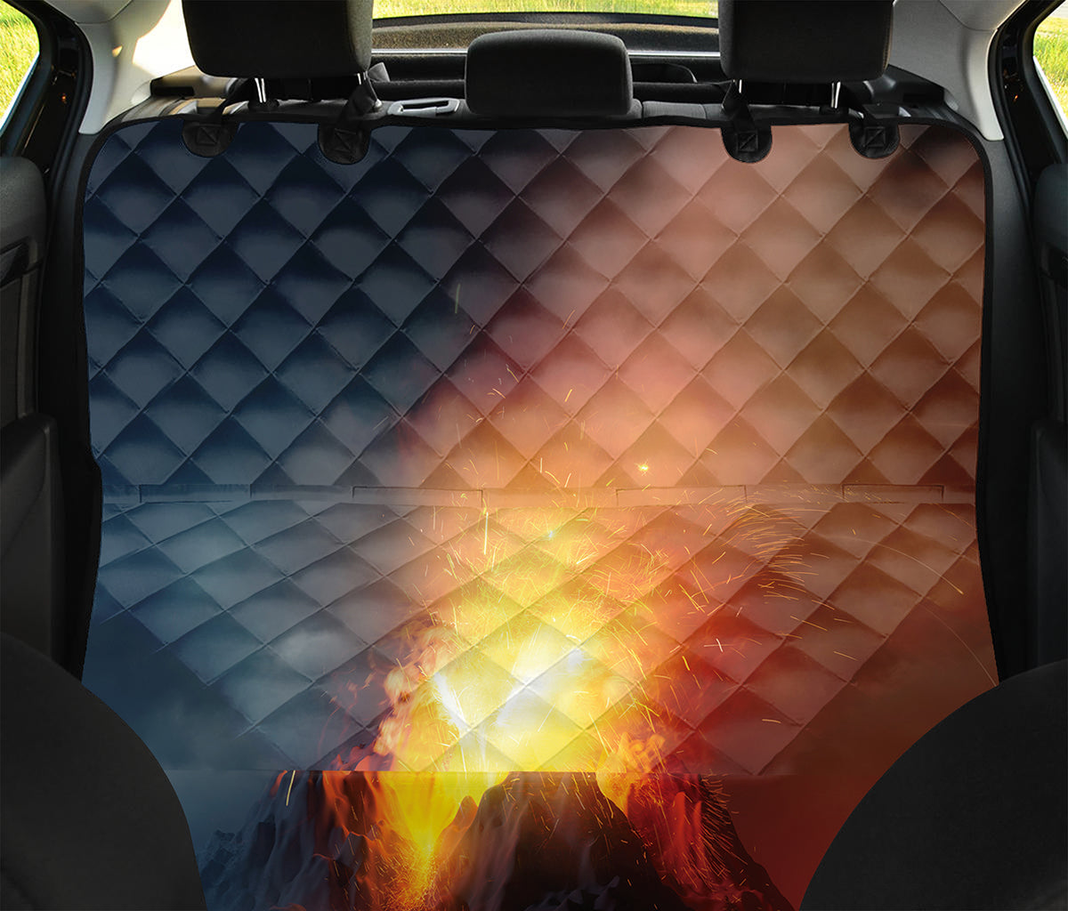 Volcano Eruption Print Pet Car Back Seat Cover