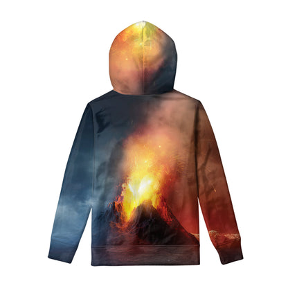 Volcano Eruption Print Pullover Hoodie
