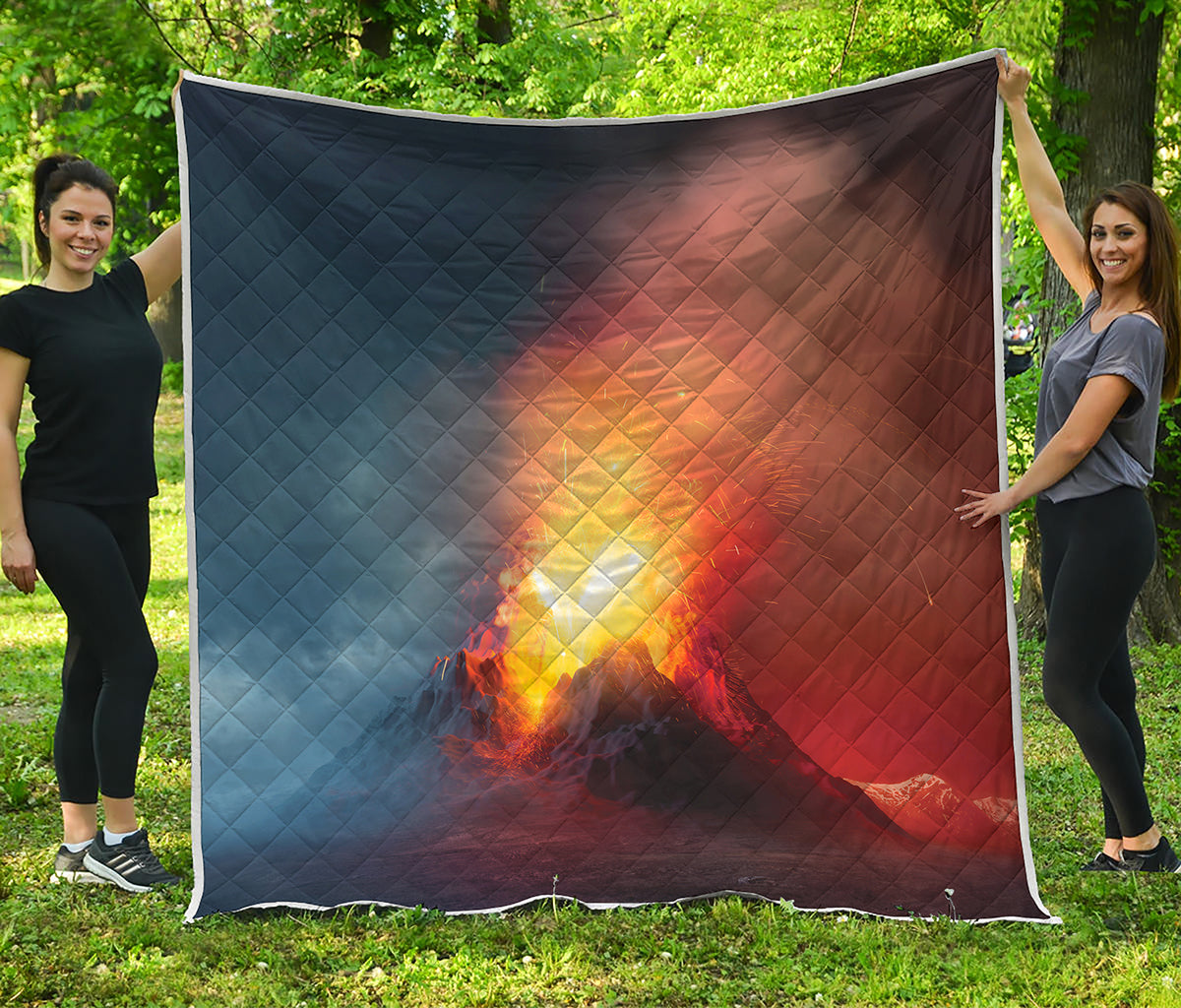Volcano Eruption Print Quilt