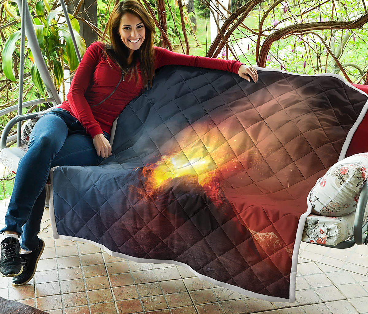 Volcano Eruption Print Quilt