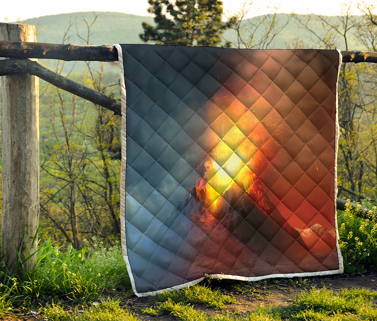 Volcano Eruption Print Quilt