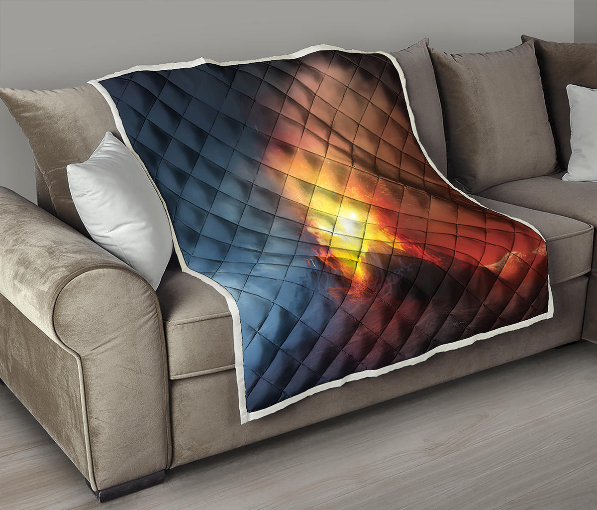 Volcano Eruption Print Quilt