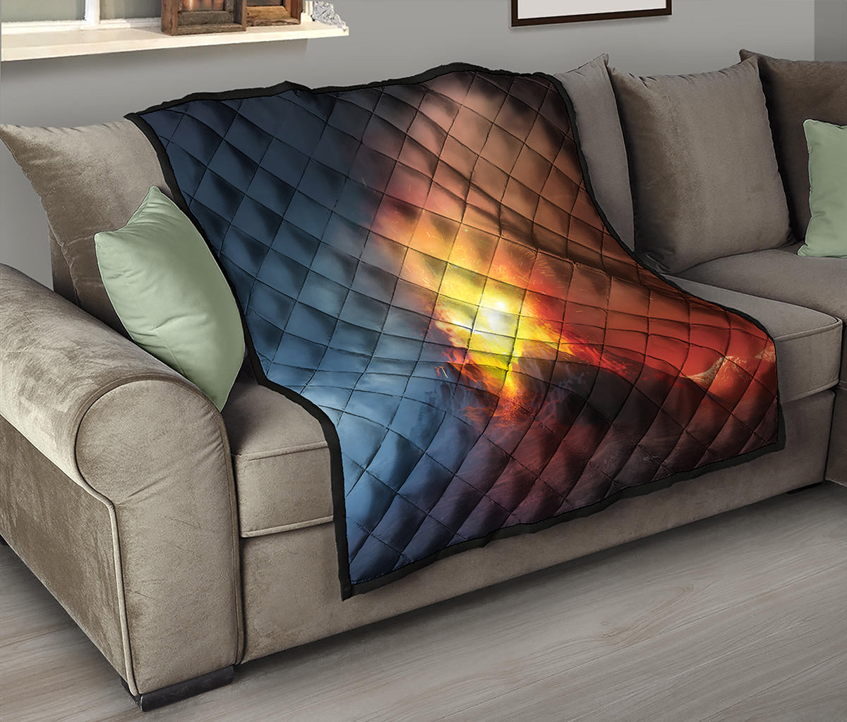 Volcano Eruption Print Quilt